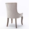 2X Solid Wood Fabric Upholstered Dining Chair Luxury Accent Chairs with Nailhead