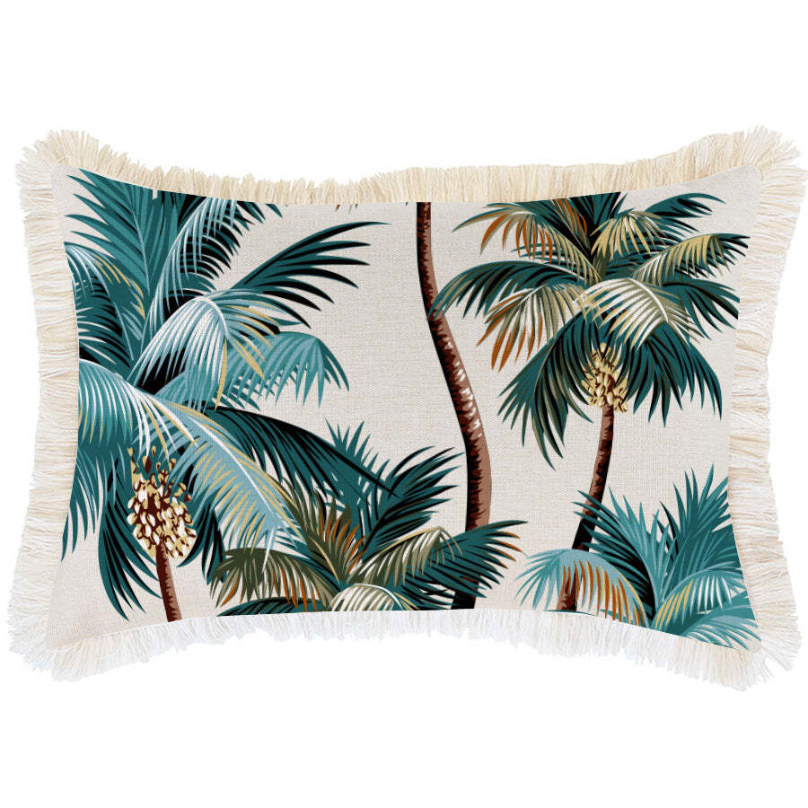 Cushion Cover-Coastal Fringe Natural-Palm Trees Natural-35cm x 50cm