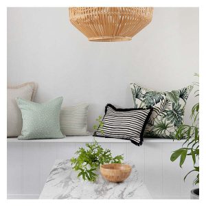Cushion Cover-Coastal Fringe Black-Paint Stripes