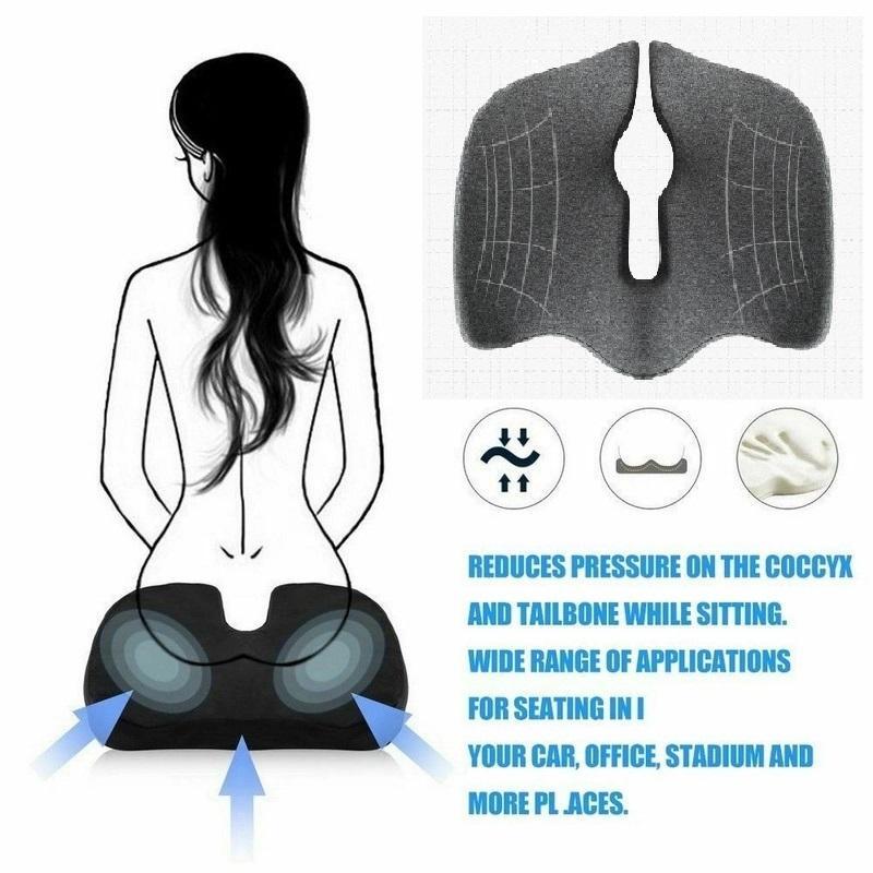 Premium Memory Foam Seat Cushion Coccyx Orthopedic Back Pain Relief Chair Pillow Office Dark Blue