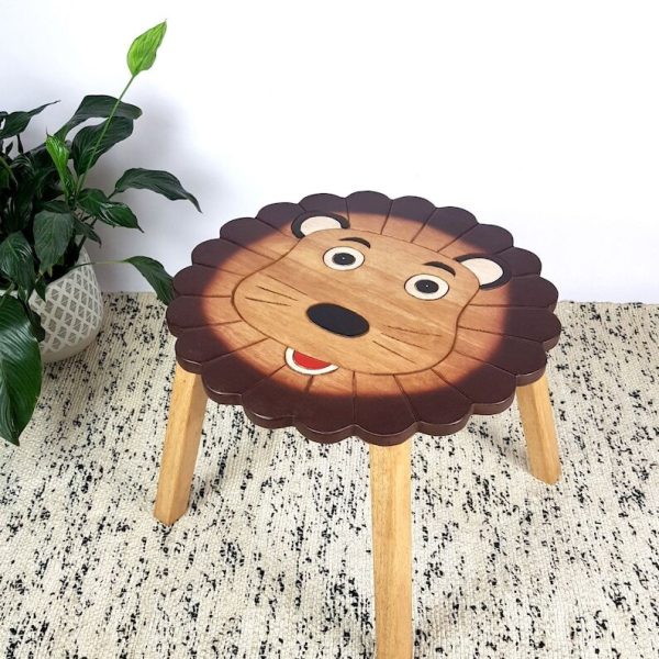 Hand Carved Children’s Table Wooden LION Theme