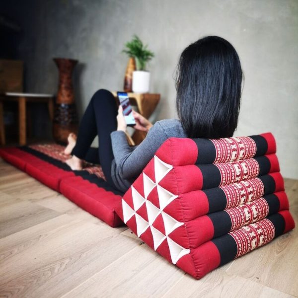 Jumbo Thai Triangle Pillow BLUE 3-Folds comfort with backrest Cushion -100% Kapok Fibre-JUMBO XXL size