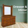 Dresser Mirror 7 Chest of Drawers Solid Wood Storage Cabinet – Dark Brown