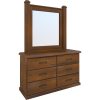 Dresser Mirror 7 Chest of Drawers Solid Wood Storage Cabinet – Dark Brown