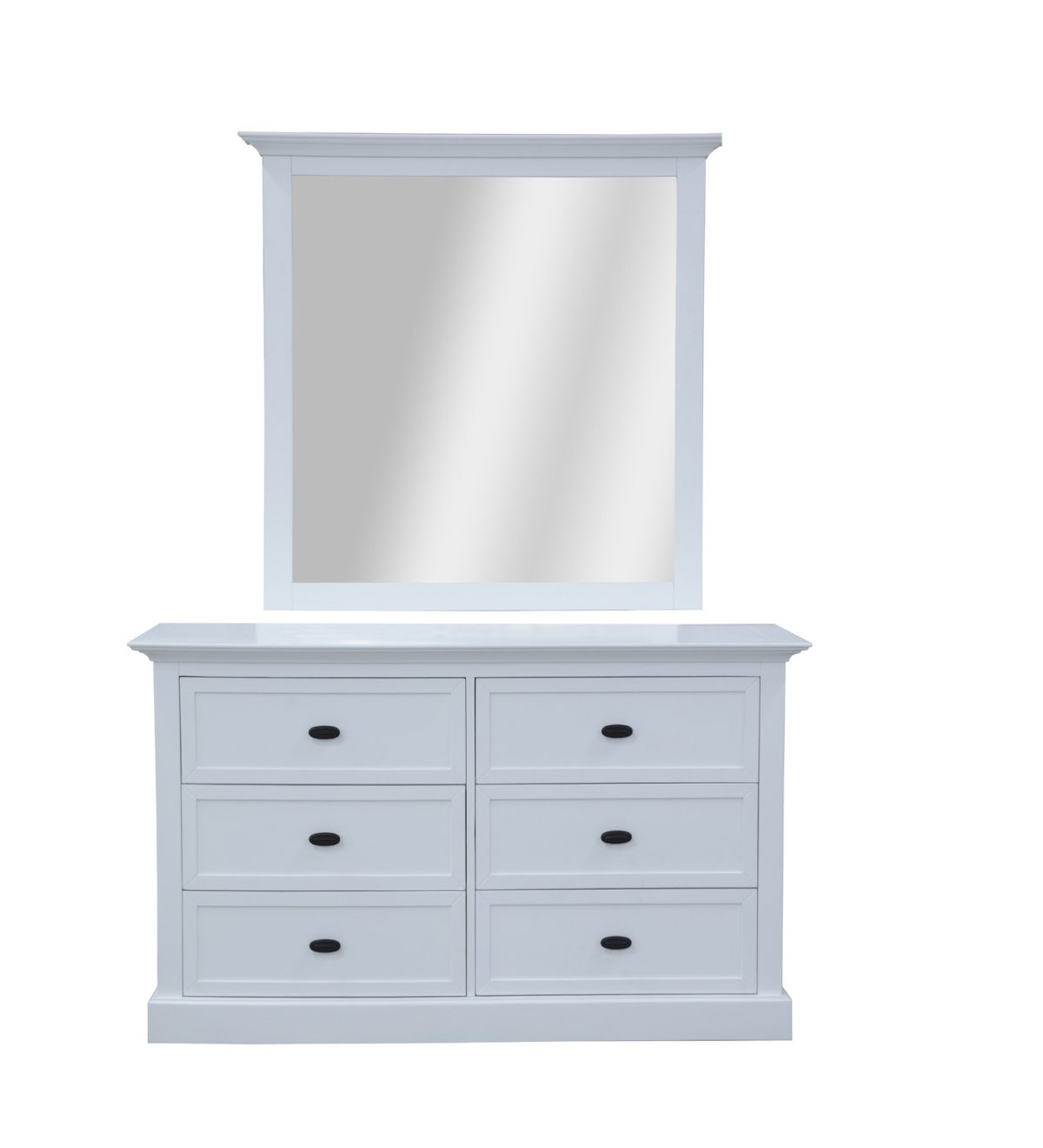 Beechworth Dresser Mirror 6 Chest of Drawers Pine Wood Storage Cabinet – White