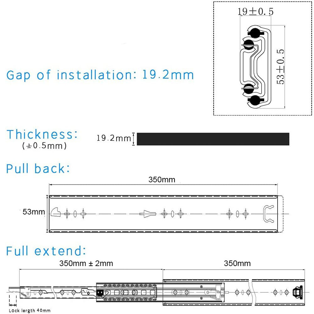 14in Pair 150KG Capacity Heavy Duty Drawer Slides Rails Runners Locking Ball Bearing