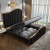 Maclean Luxury King Size Velvet Fabric Storage Bedframe Golden Trim-Black