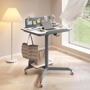 Mobile Home Office Sit and Stand Desk With Tilting Desktop