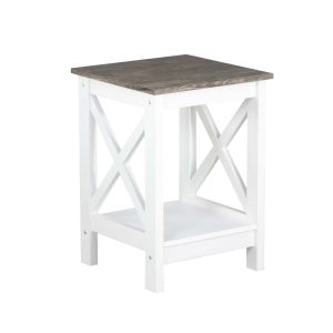 Travilah Coastal Side Table in White and Grey