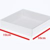 10 Pack of 10cm Square Invitation Coaster Favor Function product Presentation Cookie Biscuit Patisserie Gift Box – 2cm deep – White Card with Clear Sl