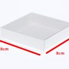 10 Pack of 8cm Square Wedding Invitation Coaster Favor Function product Presentation Cookie Biscuit Patisserie Gift Box – 2cm deep – White Card with C