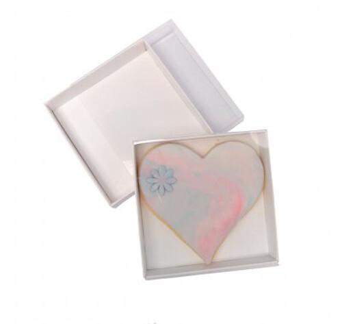 10 Pack of 8cm Square Wedding Invitation Coaster Favor Function product Presentation Cookie Biscuit Patisserie Gift Box – 2cm deep – White Card with C