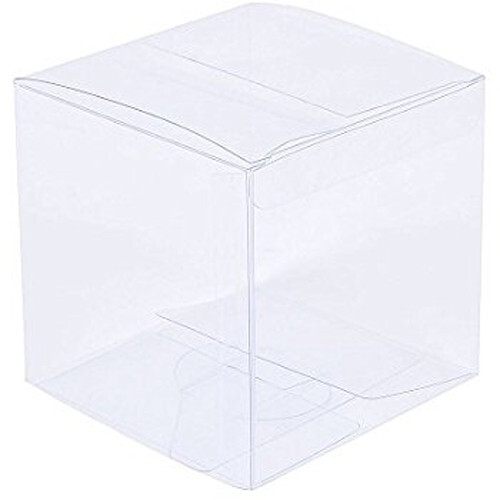 10 Pack of 6cm Clear PVC Plastic Folding Packaging Small rectangle/square Boxes for Wedding Jewelry Gift Party Favor Model Candy Chocolate Soap Box