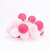 1 Set of 20 LED Pink 5cm Cotton Ball Battery Powered String Lights Christmas Gift Home Wedding Party Girl Bedroom Decoration Outdoor Indoor Table