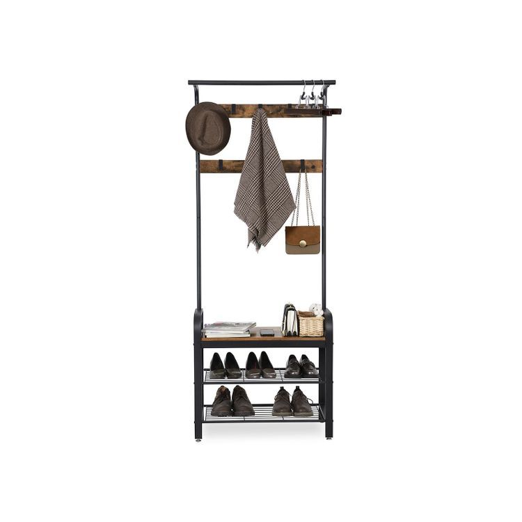VASAGLE Industrial Coat Rack with Bench for Entryway