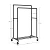 SONGMICS Industrial Pipe with Double Hanging Rail Clothes Rack on Wheels load of 110 Kg