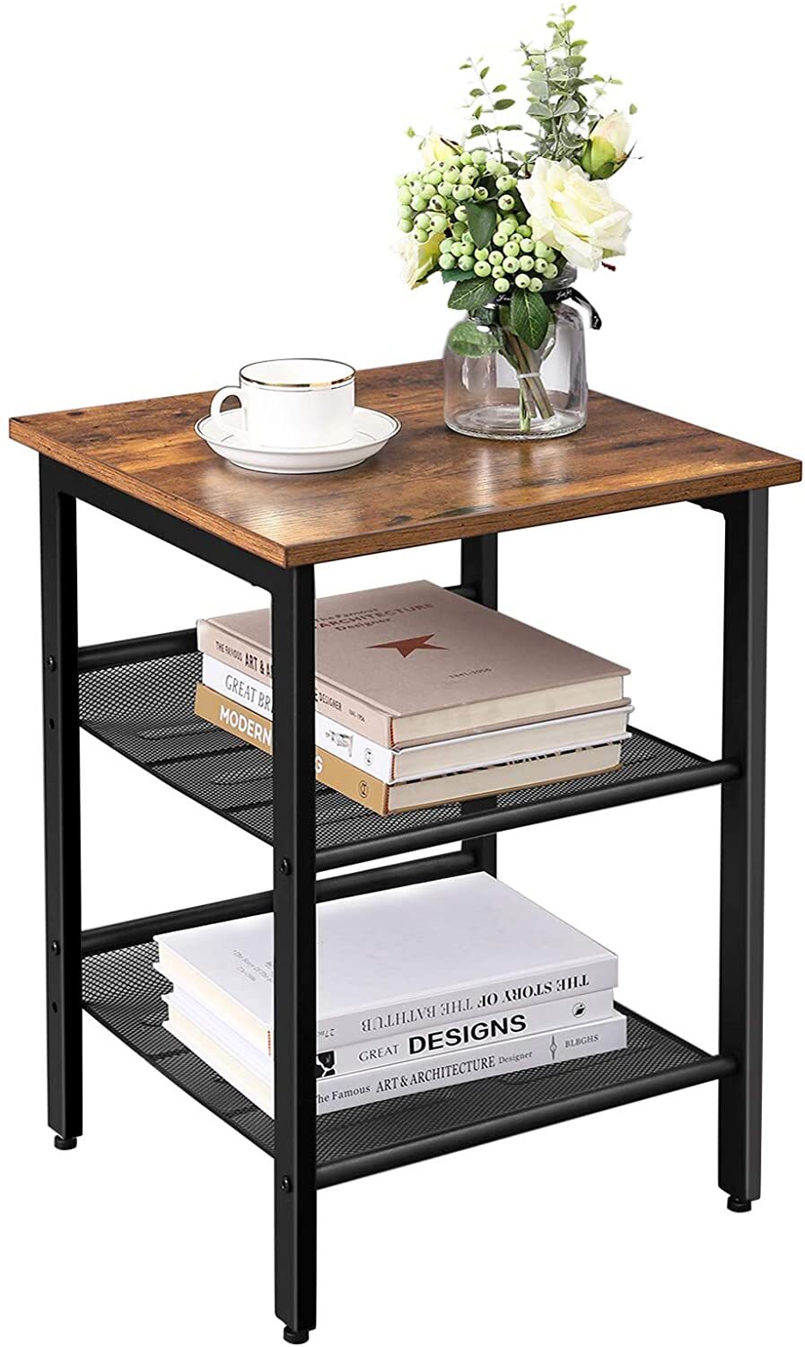 Glenview Side Table with 2 Mesh Shelves