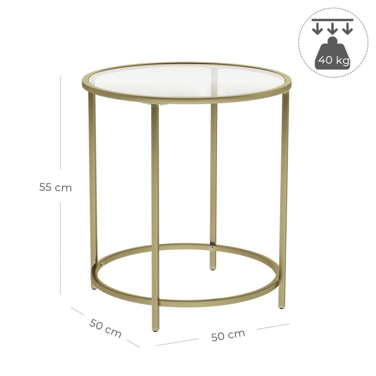 Paramus Round Side Table with Tempered Glass Top