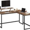 VASAGLE L-Shaped Desk with Screen Stand for Studying, Gaming, Working, Space-Saving