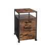 VASAGLE 2 Drawer File Cabinet with Open Compartments and Wheels