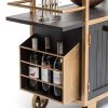 French Brass and Black Drinks Trolley Bar Cart with Bottle Rack Storage