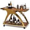 French Brass Wooden Serving Drinks Trolley Bar Cart