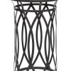 Elon Black Round Iron Side Table with Cross Legs and Silver Finish Top