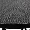 Elon Black Round Iron Side Table with Cross Legs and Silver Finish Top