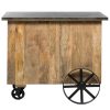 Industrial Style Wooden Bar Cart Drinks Trolley