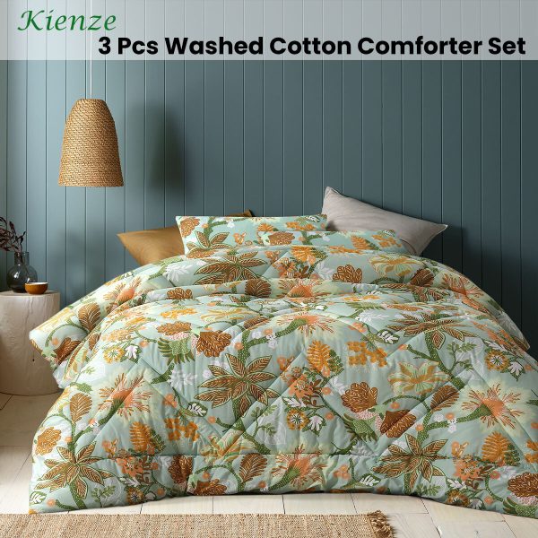 Accessorize Kienze Washed Cotton Printed 3 Piece Comforter Set Queen