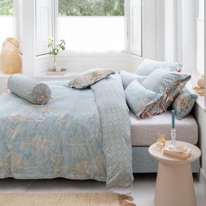 Origami Tree Light Blue Quilt Cover Set King