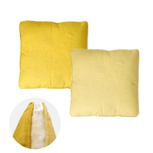 2-Tone Yellow Gusseted Linen Texture Look Filled Cushion 45 x 45 x 6 cm