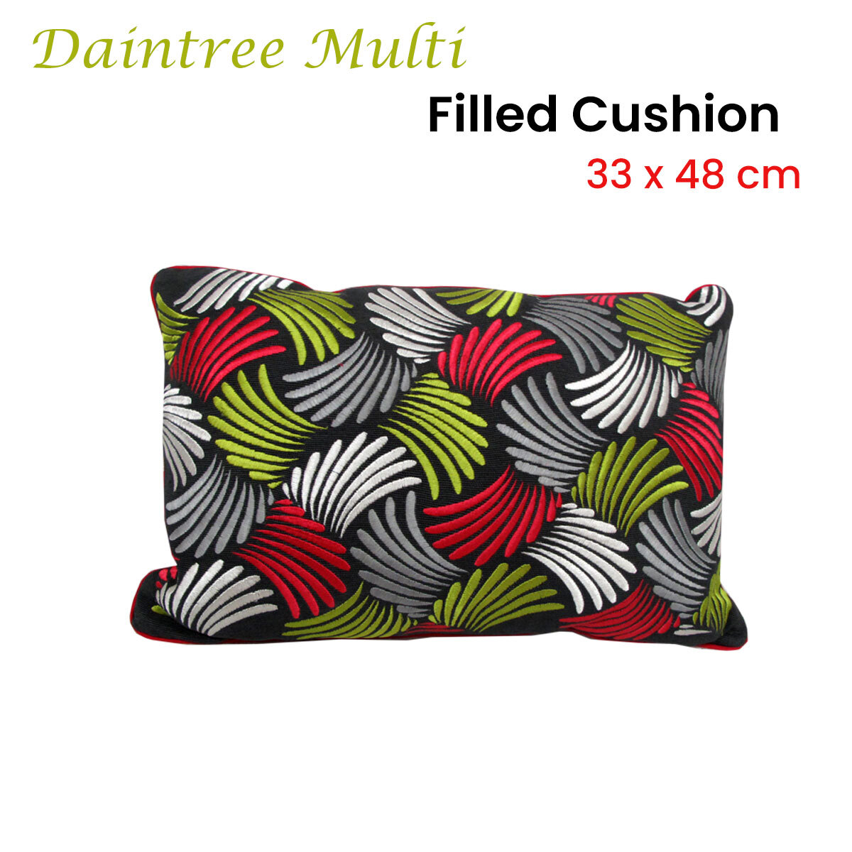 J.Elliot Home Daintree Embroidered Oblong Filled Cushion 33 x 48 cm