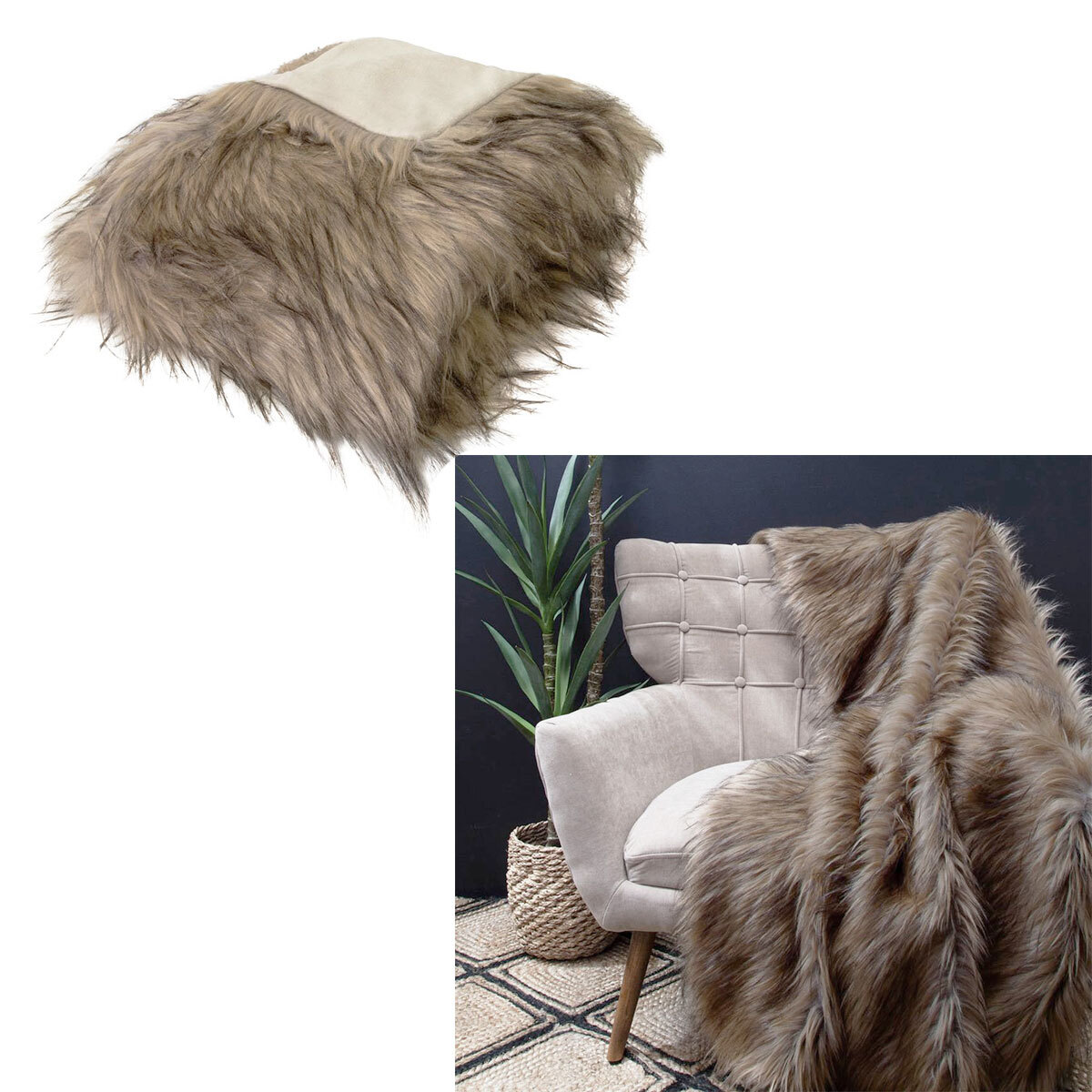 J Elliot Home Elk Luxury Faux Fur Throw 130 x 160cm