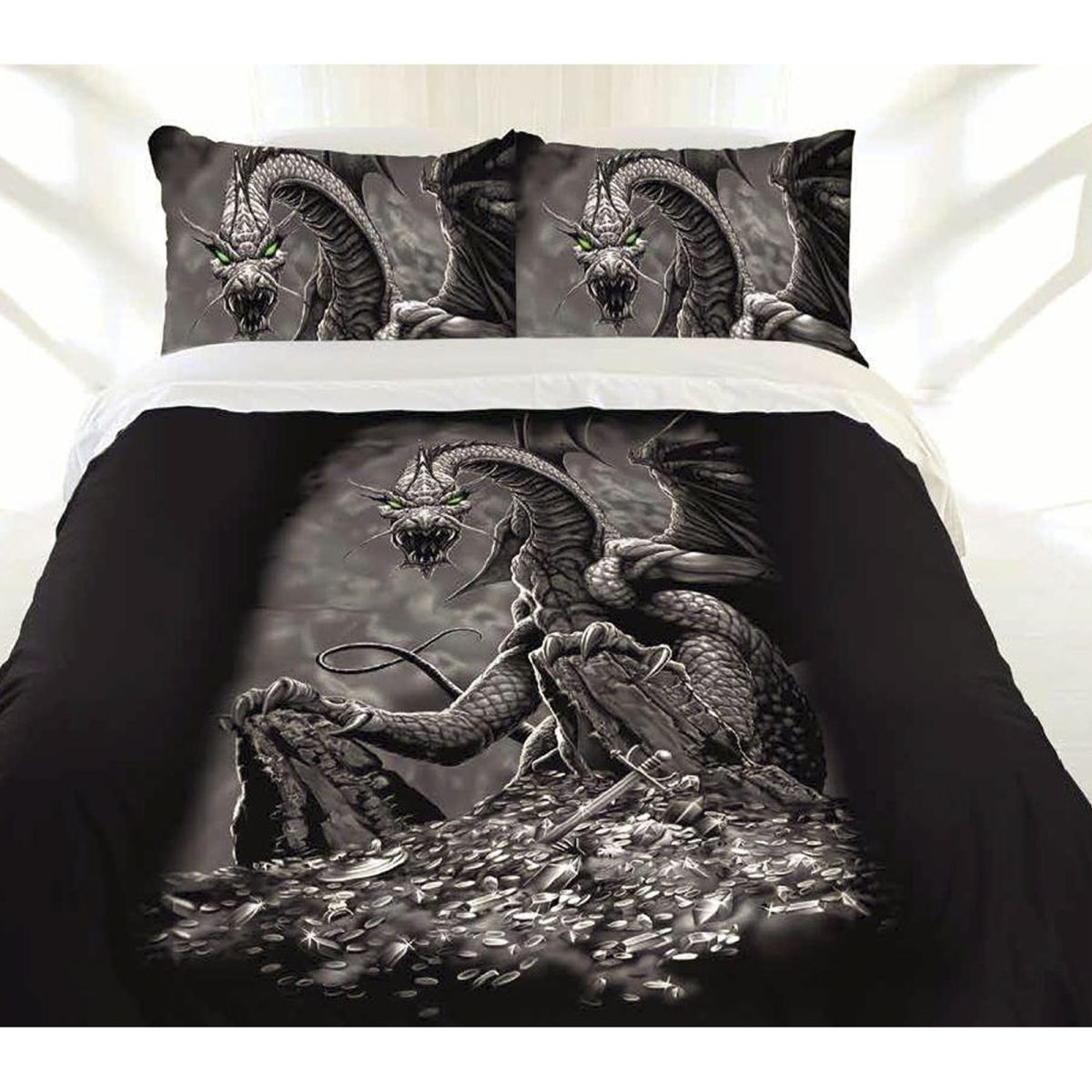 Just Home Green Eyed Dragon Quilt Cover Set Double
