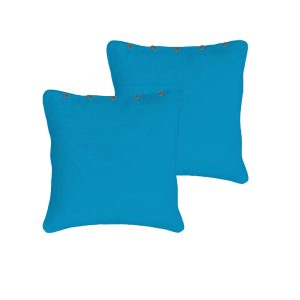 Rans Pair of London Cotton European Pillowcases with Buttons Aqua