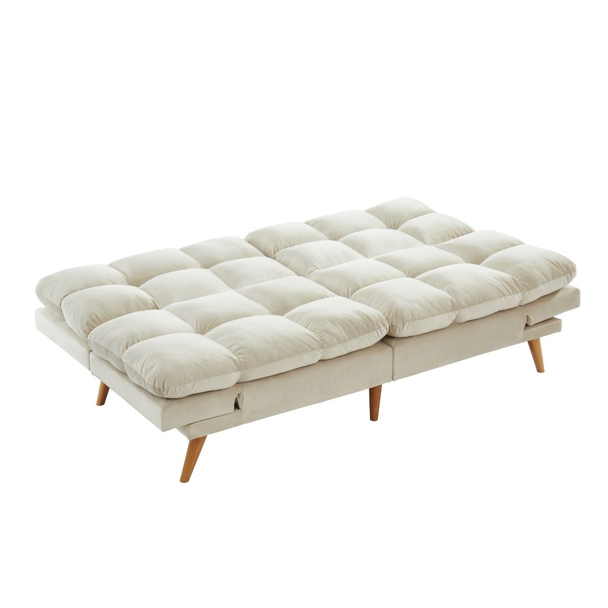 Alexa 3 Seater Velvet Sofa Bed Futon Cream
