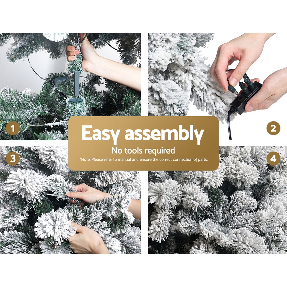 Jingle Jollys Christmas Tree Xmas Tree with LED Lights Snowy Tips – 6ft – 350 LED