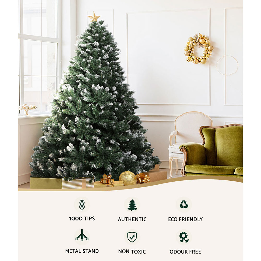 Jingle Jollys Christmas Tree Xmas Trees Decorations Snowy Green Tips – 7ft