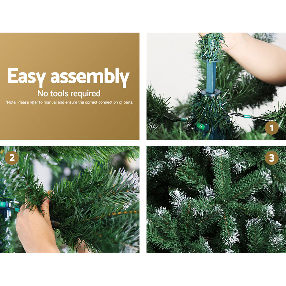 Jingle Jollys Christmas Tree Xmas Trees Decorations Snowy Green Tips – 7ft