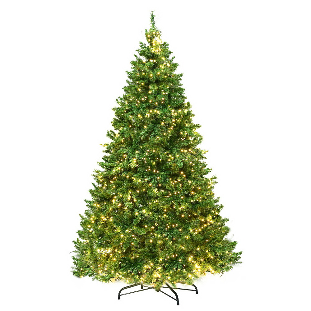 Jingle Jollys Christmas Tree With LED Lights Warm White Green – 8ft