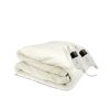 Heated Electric Blanket Double Size Fitted Fleece Underlay Winter Throw – White