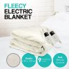 Heated Electric Blanket Double Size Fitted Fleece Underlay Winter Throw – White
