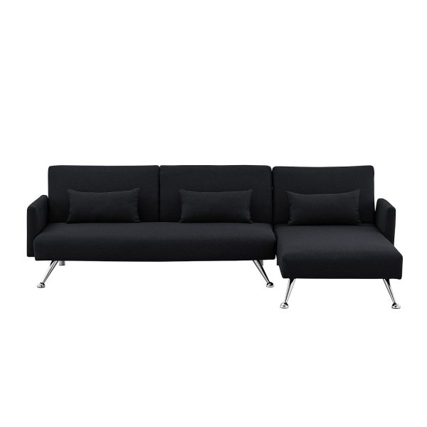 Mia 3-Seater Sofa Bed with Chaise & 3 Pillows by Sarantino