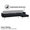 Mia 3-Seater Sofa Bed with Chaise & 3 Pillows by Sarantino – Black