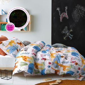 Little Jungle Glow in the Dark Quilt Cover Set Double