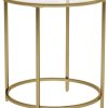Gold Round Side Table with Golden Metal Frame Robust and Stable