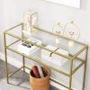 Console Table Metal Frame with 2 Shelves Adjustable Feet