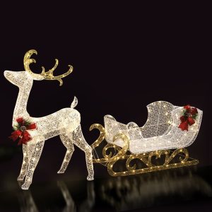 Christmas Lights Reindeer Sleigh215 LED Decorations