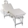 Creme White Foldable Massage Table 4 Zones with Aluminium Frame